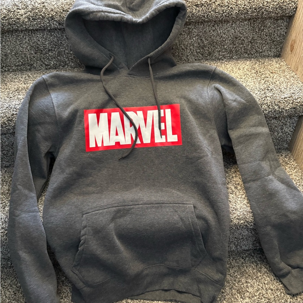 Marvel Charcoal Hoodie with Red Logo